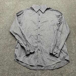 Hart Schaffner Marx Shirt Large Black White Check Classic Long Sleeve Mens